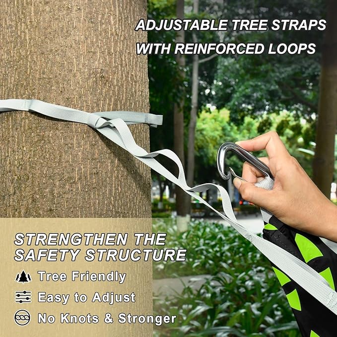 Camping Hammock Outdoor Hammocks for Outside Green Eyes Beach Trees Portable Lightweight with Pockets Tree Straps Indoor