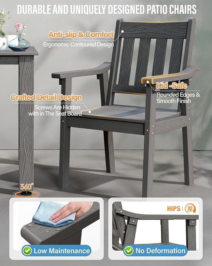 YEFU Outdoor Patio Dining Sets: All Weather 12 Piece Dining Table Set for 10 with Umbrella Hole & Aluminum Frame - Outdoor Furniture 2 Table and 10 Chairs for Outside Backyard/Porch/Deck Grey