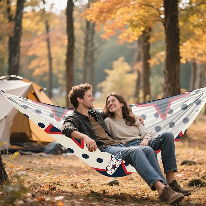 Wine Red Stars Dot Dark Blue 330lb Capacity Hammocks with Tree Straps Portable Hammock for Camping Travel Accessories hamaca con soporte para adultos