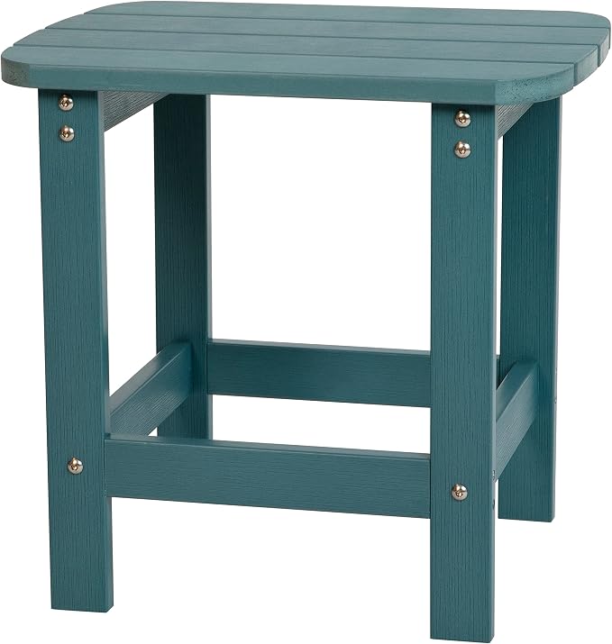 Flash Furniture Charlestown Tiered Commercial Poly Resin Adirondack Side Table - Sea Foam - All-Weather - Indoor/Outdoor
