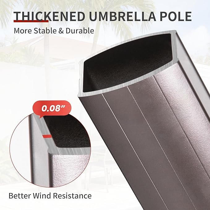 10 X 13 FT Cantilever Patio Umbrella with Base Included & Led Lights Outdoor Rectangle Offset Large Double Top Heavy Duty Umbrellas 360°Rotation for Pool Deck Backyard,Wine Red
