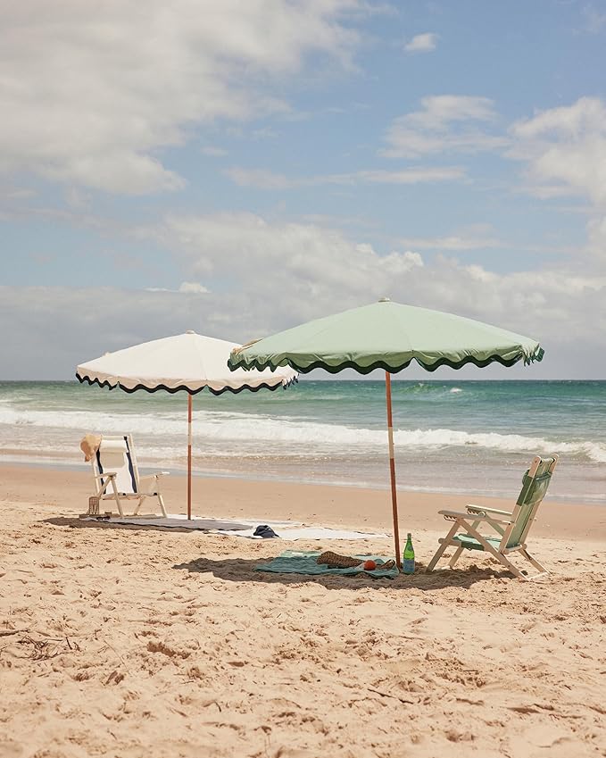 Business & Pleasure Co. Amalfi Rivie Umbrella - 6.5' Boho Beach Umbrella, UPF 50+ UV-Resistant Canvas, Premium Wood Pole, Sturdy Yet Lightweight