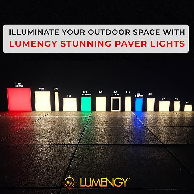 LUMENGY Paver Light 3×6 Inch (2.95 X 5.9), 2700K Warm White Glare-Free Illumination for Driveways, Pathways, Pool Deck & Patios, 12V AC/DC, Waterproof & Drive-Over Rated V2