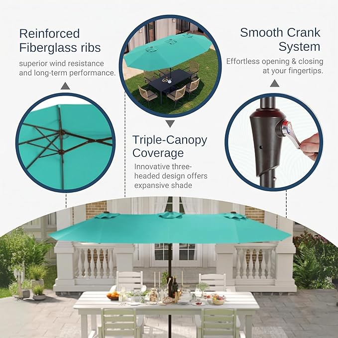 15FT Large Patio Umbrella with Base Included