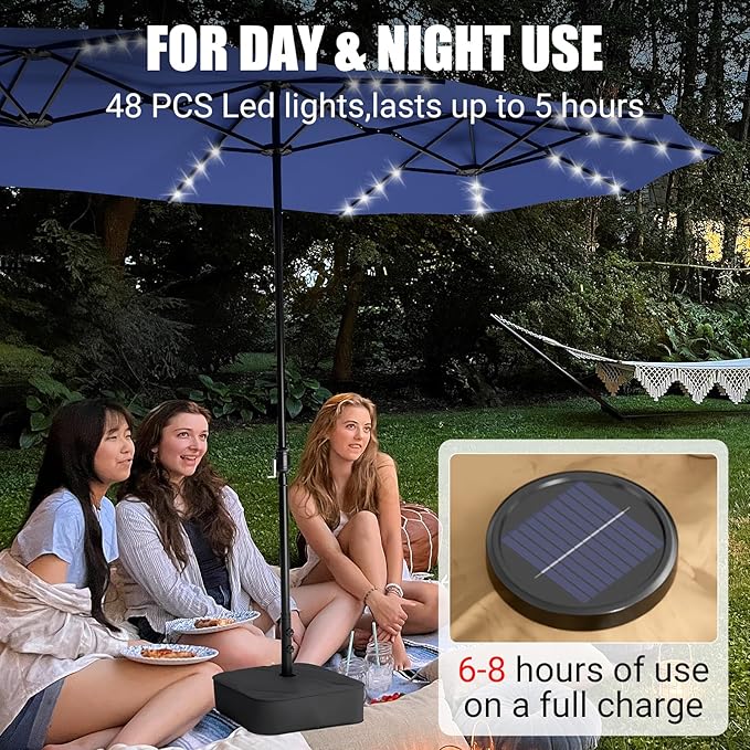 CHABATREE 9FT Outdoor Patio Umbrella with Easy Crank - UV Resistant & Waterproof Market Umbrella with Ventilated Canopy, 9 Sturdy Ribs & Powder-Coated Frame for Garden, Deck, Backyard, Pool, Patio Table