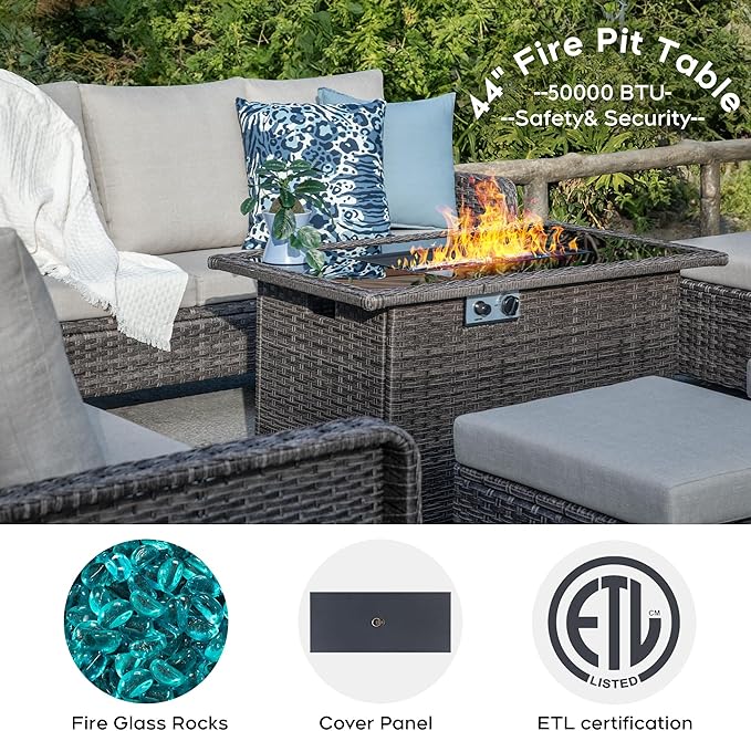 Brafab Patio Furniture PE Rattan Wicker Chair Conversation Set with Washable Cushion, Outdoor Conversation Furniture for Garden Poolside Balcony, Beige