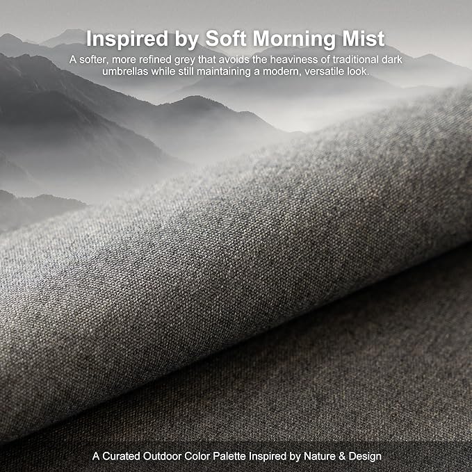 PURPLE LEAF Patio Umbrella 9' X 9' Rectangle Cantilever Umbrella Large Aluminum Outdoor Umbrellas with 360-degree Rotation & UPF40+ Premium Fabric for Deck Pool Garden Yard, Mist Grey