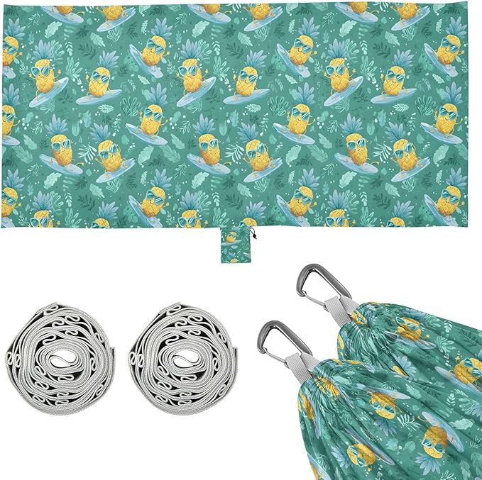 Camping Hammock Outdoor Hammocks for Outside Pineapple Surfing Cute Beach Trees Portable Lightweight with Pockets Tree Straps Indoor