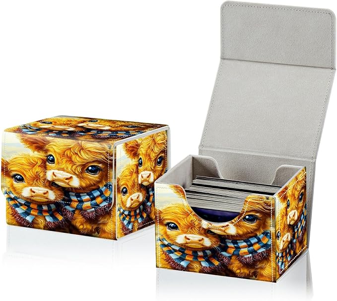 Card Deck Box for MTG, Cards Storage Box Fits 120+ Sleeved, Leather Small Size Strong Magnetic Closing Card Case for Board Games Magic TCG CCG Baseball Collection, Scarf Scalper