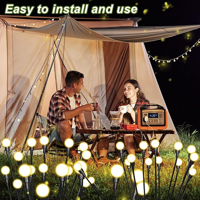 6 Packs Solar Firefly Lights, 48 LED Warm Solar Walkway Lights Outdoor, Waterproof Swaying Light Garden Decor with 2 Modes, Lawn Light for Front Yard Backyard Yard and Pathway