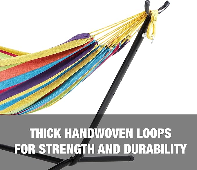 Bliss Hammocks 60'' Wide Hammock & Built-in Stand w/Carrying Case & Hanging Hardware Indoor, Outdoor, Poolside, Patio, Backyard Heavy Duty, Strong & Durable 400 Lbs Capacity (BHST-401-CS)
