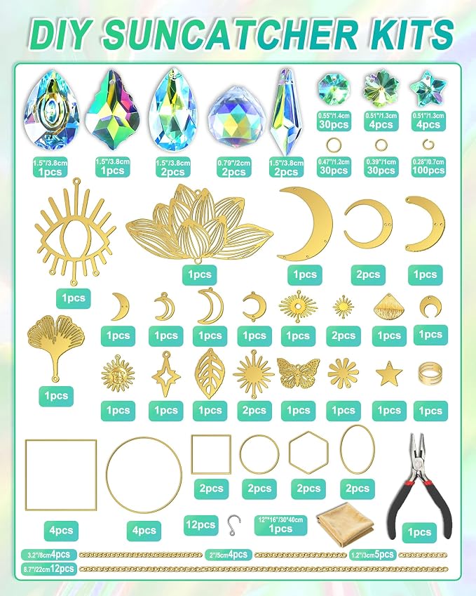 Beanewone DIY Suncatchers, 300pcs Sun Catchers Making Supplies Kit Art and Crafts for Indoor Window Home Wedding Garden Christmas Decor
