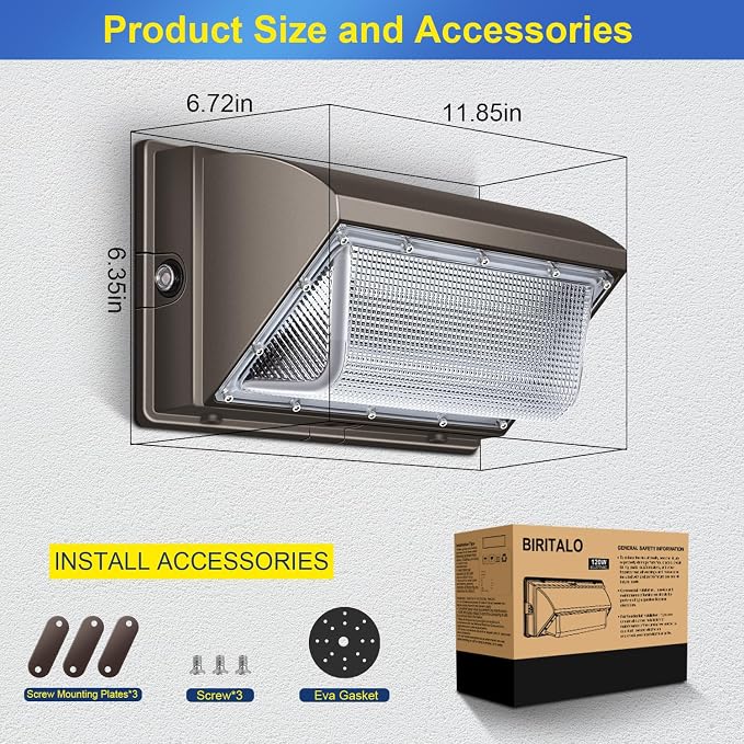 LED Wall Pack Light 18000LM Dusk to Dawn LED Outdoor Flood Security Lights 120W 5000K 100V-277V Commercial and Industrial Building Wall Mount Exterior Lighting for Yard Barn Garage
