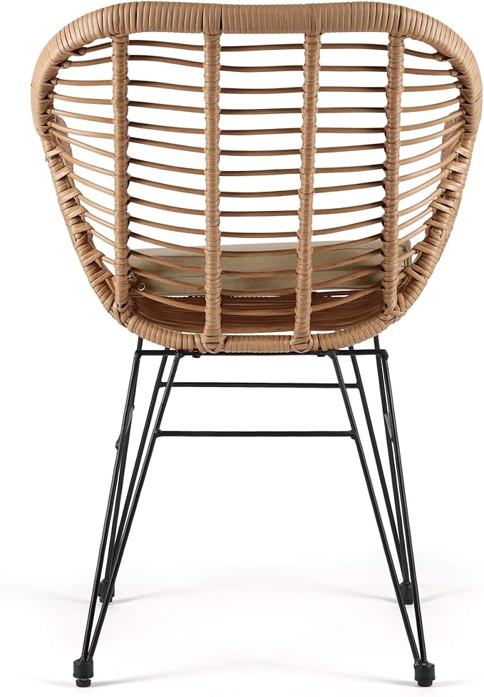 WestinTrends 3 Pc Set Furniture Wicker Rattan Patio Conversation Seating Chair with Cushions and Table for Indoor Outdoor, Balcony, Porch, Garden, Pool, Deck, Lounge, Beige