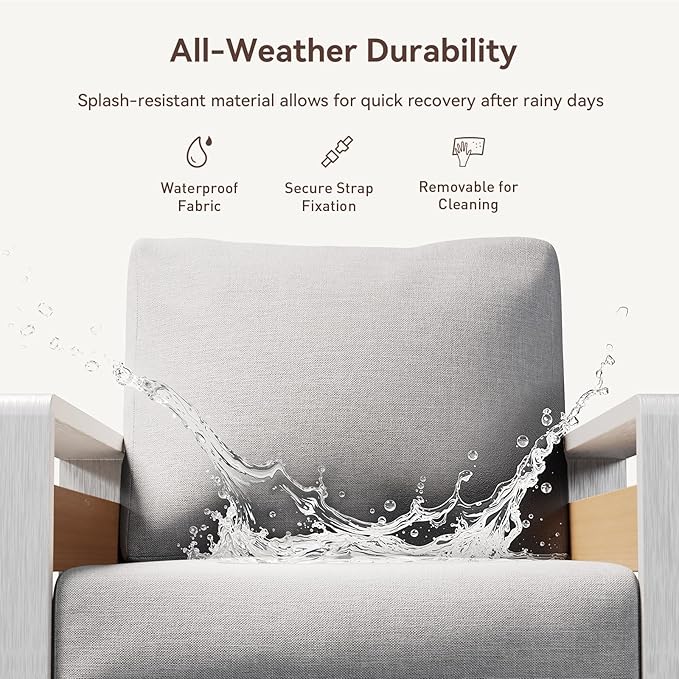 Aoxun Aluminum Outdoor Patio Furniture Set, 2 Seats Metal Sectional Patio Furniture, Modern Outside Sectional Set for Backyard, Armchair ×2, Sliver & Light Grey