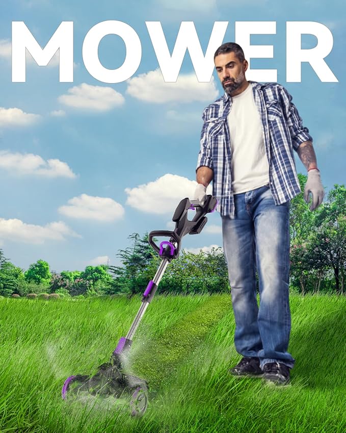 Cordless Weed Wacker, GearBrushless Motor, 20V 5.2Ah Battery Powered, 3 in 1 Edger/Mower/Trimmer with Metal Blade (Two 4.0A Batteries)