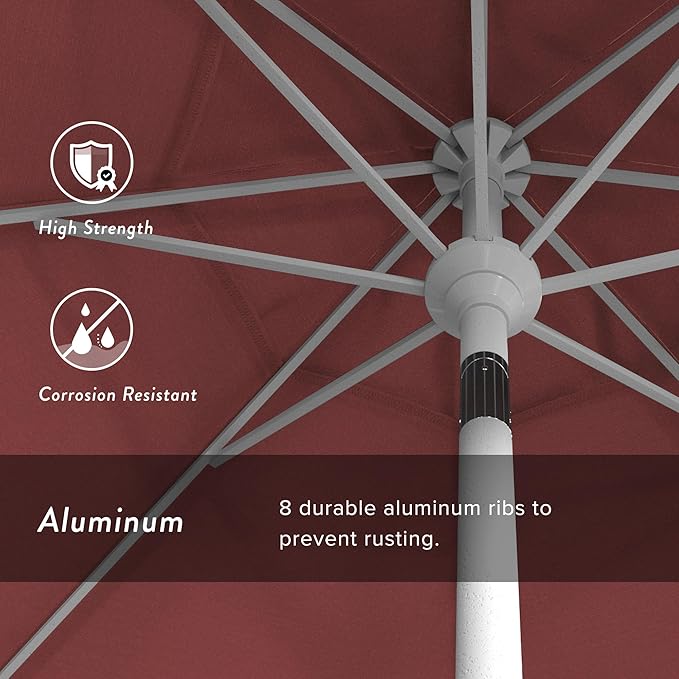 California Umbrella 7.5' Rd. Aluminum Patio Umbrella, Crank Lift, Collar Tilt, White