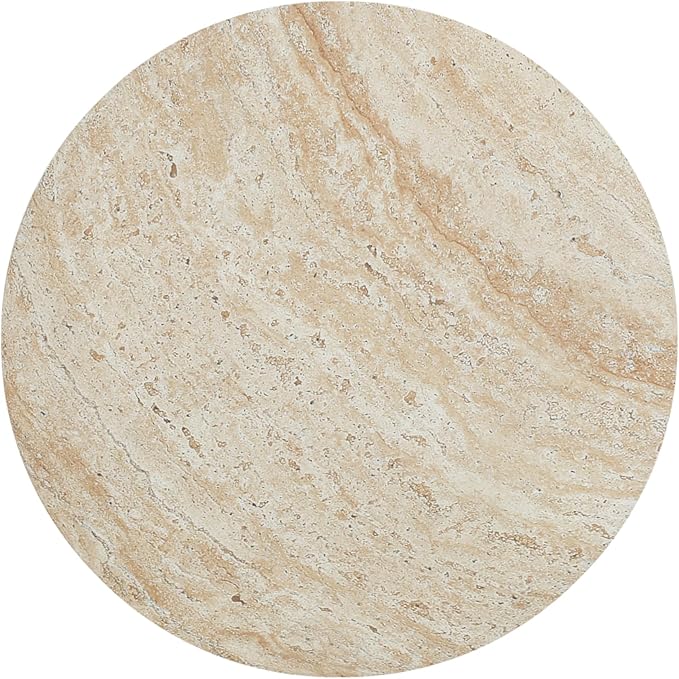 Outdoor Side Table Faux Marble End Table Travertine End Tables Concrete Side Tables Faux Stone Small Coffee Tables for Patio, Garden Stool Plant Stand for Porch Backyard, 15.5"*16" Cylindrical Beige