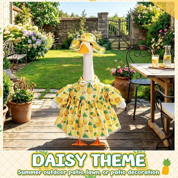 FuWeave Fall Porch Goose Outfit for Lawn Decor | Fits 23"/17" Lawn Plastic/Cement Statue Goose Costume Dress for Front Outdoor Courtyard Garden Patio Yard Decoration