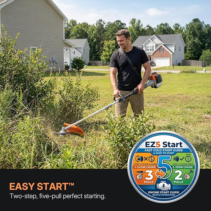 WORKIT 25.4CC Gas String Trimmer 3 in 1 Weed Wacker Commercial Grade 2-Cycle Gas Weed Eater with 17" String Trimmer, Edger & Heavy Duty Brush Cutter - Includes 40T/3T Blades & Shoulder Strap