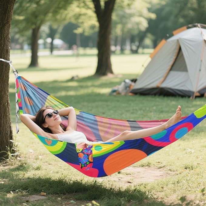Cartoon Colorful Butterfly Leaves 330lb Capacity Hammocks for Camping with Tree Straps Tree Hammock for Outside Patio Backyard Poolside soporte para hamacas para adultos