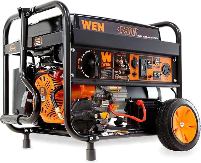 WEN DF475X 4750-Watt Portable Generator with Wheel Kit and CO Shutdown Sensor, Black