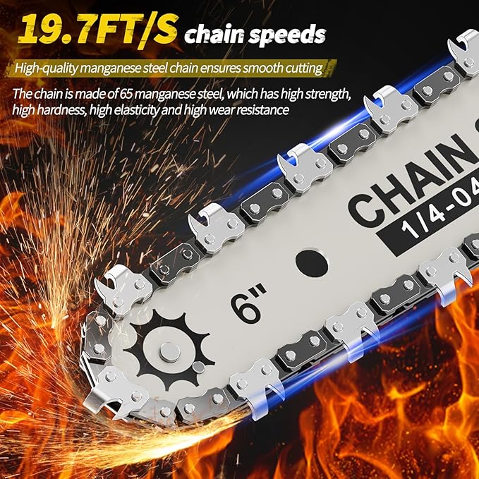 Mini Chainsaw - 6 Inch Battery Chainsaw with Power Display, 2 Batteries Included, Garden Tool for Tree Branch Trimming & Wood Cutting, Ideal Holiday Gifts for Men, Fathers & Gardening Enthusiasts