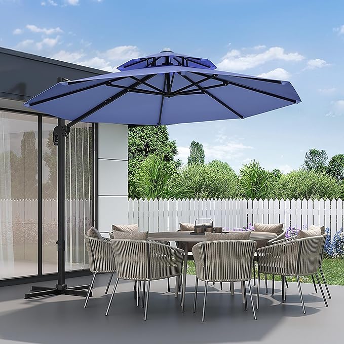 10FT Outdoor Umbrellas for Patio, Cantilever Umbrella with Steel Frame, UV Protection, Fade Resistant Fabric, 360 Degree Rotation, Pool Umbrellas Outdoor for Garden Deck Backyard