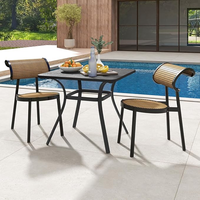 Giantex Patio Dining Table, 32”x32”x29” Outdoor Table, Heavy-Duty Metal Square Outside Table for 4 Persons, Patio Furniture for Backyard Garden Poolside