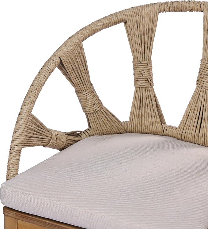 Christopher Knight Home para Acacia Wood Patio Dining Set with Bench, Solid Wood Outdoor Dining Table Set for 6, Outdoor Dining Set with Water-Resistant Cushion, Teak+Beige