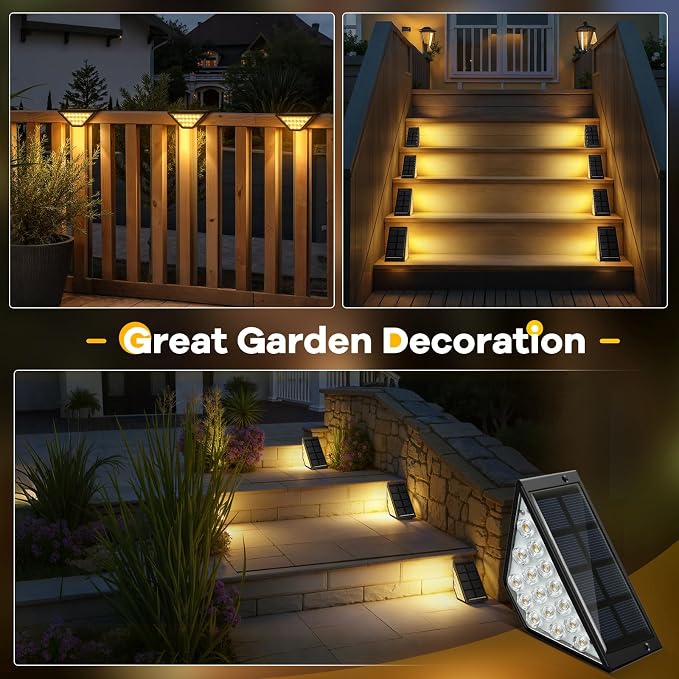 BKBB PPBB Solar Step Lights for Outside, Solar Stair Lights Outdoor Waterproof, Deck Step Lights for Fence, Patio, Yard, Porch, Front Door, Sidewalk, Garden, Patio Decor (10, Warm White)