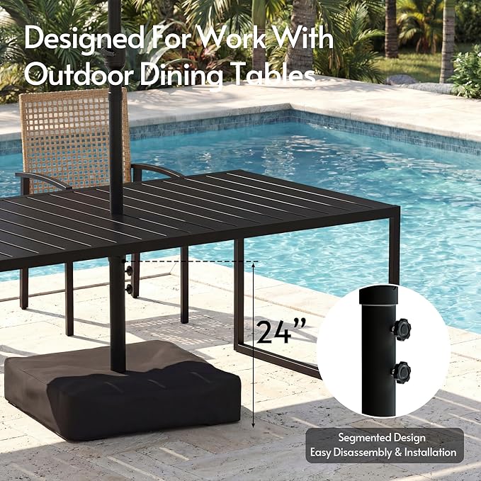 15ft Double-Sided Patio Umbrella with Solar Lights and Base Included, Large Patio Umbrella with 48 LED Dual-Color Lights, 135 Sq Ft Shade Area Patio Table Umbrella for Pool, Outddor, Deck (Navy Blue)