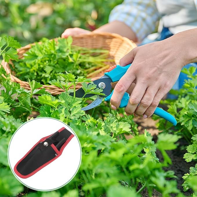M METERXITY 2-Pack Garden Pruner Sheath, Portable Canvas Pruning Shears Sheath Plier Holder for Belt, Garden Scissors Case for Hand Pruner/Garden Shears/Clippers [Red-Black]