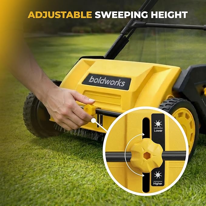 Push Lawn Sweeper 21" Walk Behind Leaf Collector for Lawn and Yard with 103L Hopper Bag Adjustable Height Grass & Leaf Picker for Lawn Cleanup