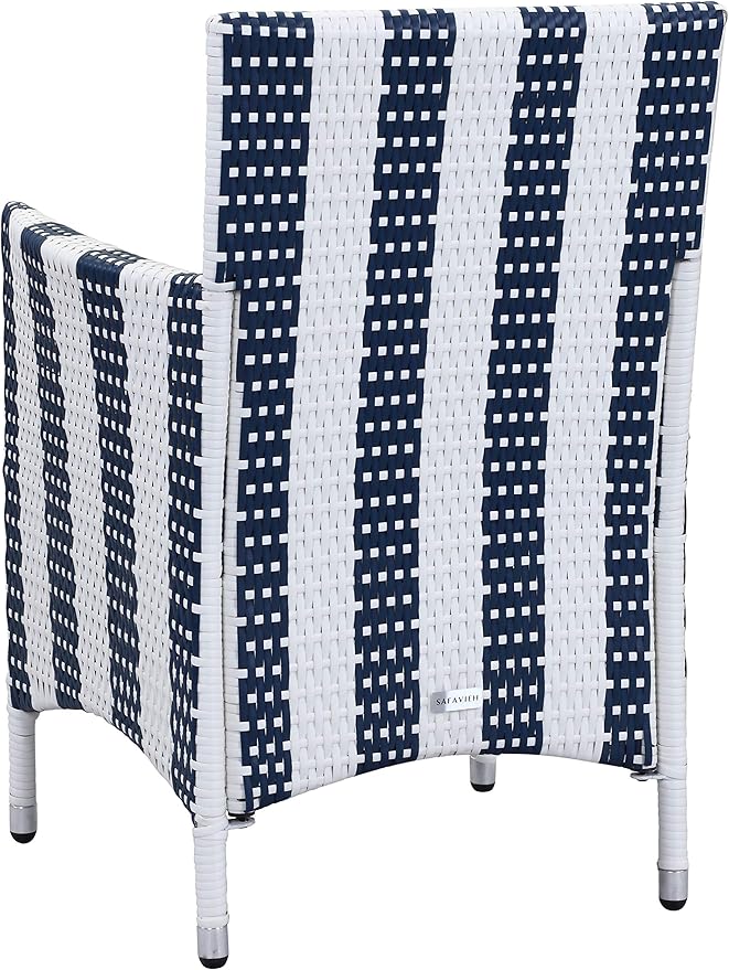 Safavieh Outdoor Collection Figueroa Navy and White 4 Piece Patio Set