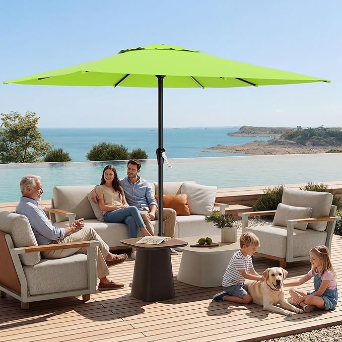 AreShark 8' x 10' Rectangle Patio Umbrellas for Outdoor, Outdoor Table Umbrella, Large Outdoor Patio Umbrellas with 8 Sturdy Ribs for Pool, Garden, Market (Apple Green)