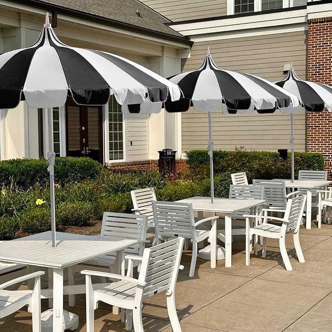 8Ft Patio Pagoda Umbrella, UV Protect Pool Umbrellas with Heavy Duty Pole, Outdoor Market Umbrella for Holiday Garden Backyard