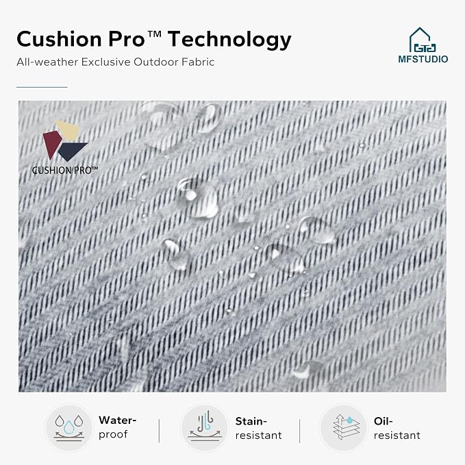 MFSTUDIO 4 Pieces Outdoor Patio Furniture Set, Metal Outdoor Conversation Set, Rattan Wicker Patio Sectional Set with 2 x Fixed Single Sofa, 3-Seat Sofa, 1 x Fire Pit Table, Grey