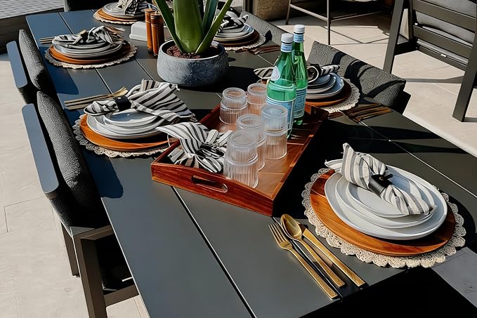 PURPLE LEAF Outdoor Dining Set for 10 Aluminum Oversize Patio Furniture Table and Chairs Set with All Weather Thick Cushion Rectangular Patio Dining Sets for Large Backyard Garden Poolside, Grey