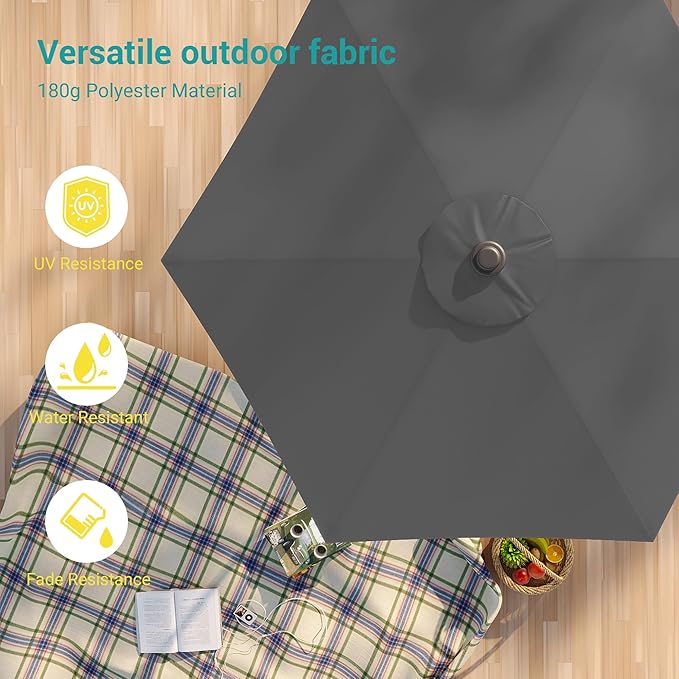 7.5ft Outdoor Umbrella Patio Umbrella,2-Year-Non-Fading,Table Market Patio Umbrella with Push Button Tilt and Crank,for Pool, Deck, Garden,Backyard