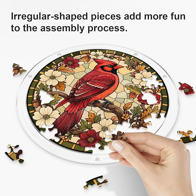 Acrylic Puzzle Suncatcher, Sun Catchers Puzzle for Window Hanging | 8.9 Inch Northern Cardinal DIY Suncatcher Puzzle Gifts for Adults, Women, Men, Wife, Mom, Birds Lover, Home & Garden Decor