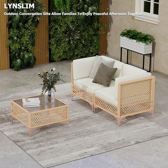 9-Piece Outdoor Patio Furniture Set with Large Fire Pit Table, Boho Wicker Outdoor Conversation Sectional Set & 60,000 BTU Rectangle Propane Fire Pit, Storage Box & Tempered Glass Coffee Table