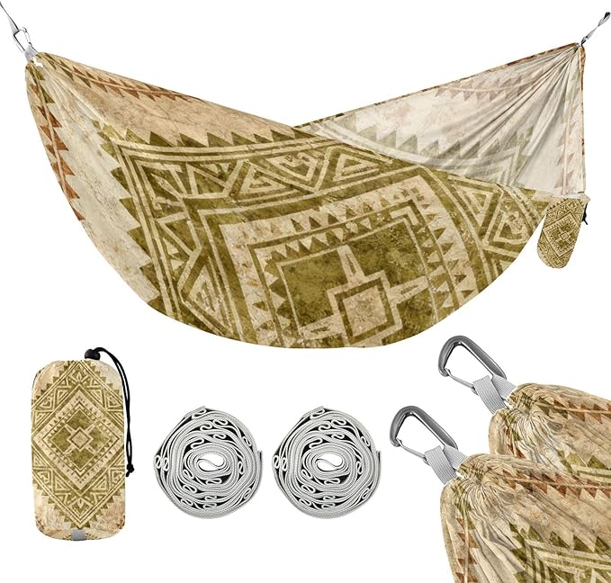 Aztec Pattern Camping Hammocks Fabric Hammock for Outside Patio Backyard Poolside