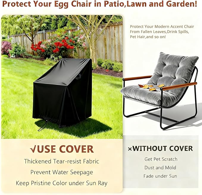 High Back Patio Chair Cover,Waterproof Covers for Stackable Dining Chairs,Outdoor Patio Furniture Seating Set Shield (43"W x 42"D x 42"H,1-Pc)