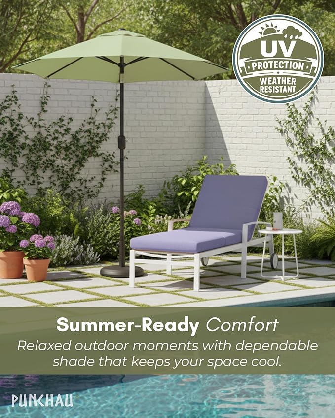 6 Ft Outdoor Patio Umbrella with Aluminum Pole, Easy Open/Close Crank and Push Button Tilt Adjustment - Sage Green Market Umbrellas