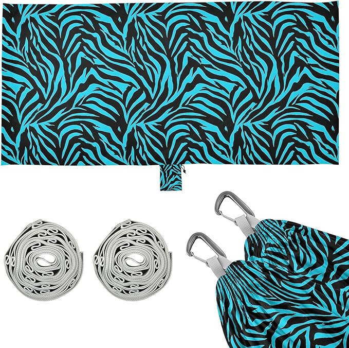 Camping Hammock Outdoor Hammocks for Outside Blue Zebra Stripe Animals Beach Trees Portable Lightweight with Pockets Tree Straps Indoor
