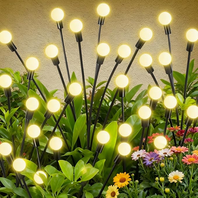 Solar Garden Lights, Solar Lights Outdoor, Firefly Light for Patio Decor,Yard Pathway Decoration, Warm White Lights(4 Pack-32 LEDs)