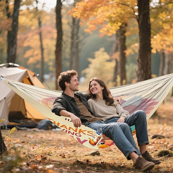 Hammocks for Outside Cartoon Turkey Camping Hammock Portable Hammocks with Tree Straps and Carry Bag Camping Accessories for Hiking Beach Outdoor