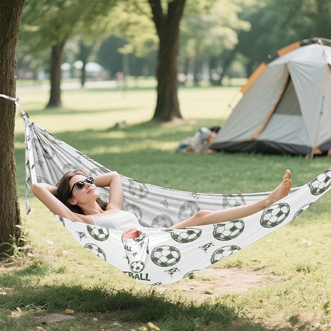 Camping Hammock Outdoor Hammocks for Outside Football Green Beach Trees Portable Lightweight with Pockets Tree Straps Indoor