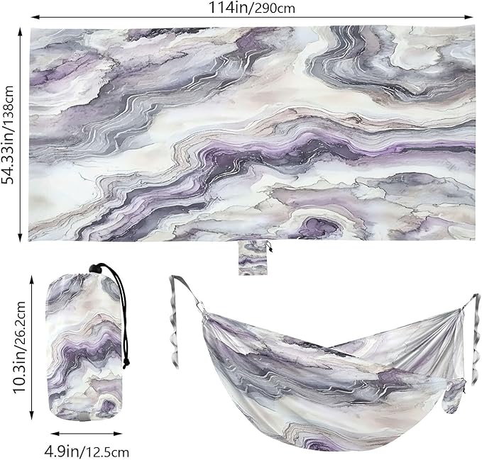Hammocks for Outside Abstract Marble Pattern Camping Hammock Portable Hammocks with Tree Straps and Carry Bag Camping Accessories for Hiking Beach Outdoor